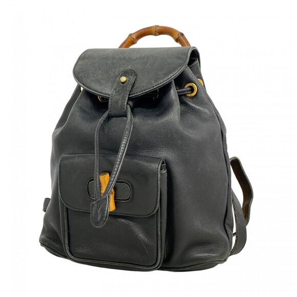 GUCCI Handbags - Gucci Bamboo Backpack (003 1705 0030) Leather, Black, Women's